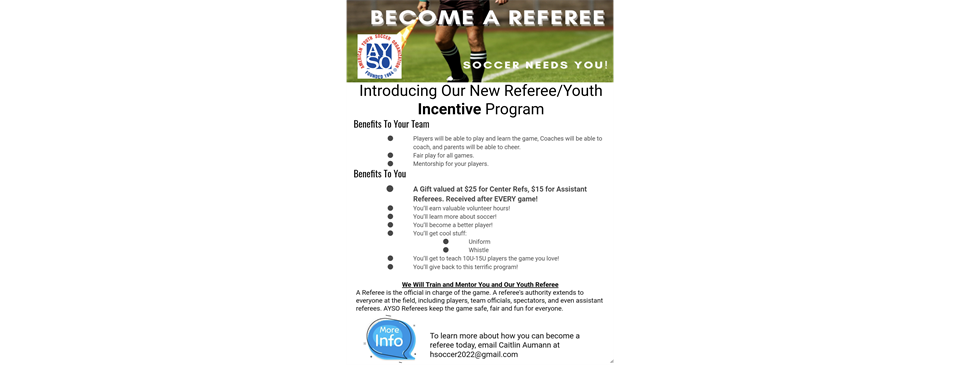 Referee Incentive Program